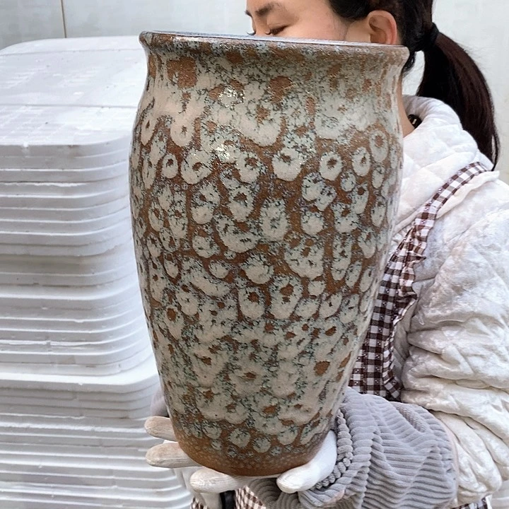 紫砂花盆瑕疵口18高33