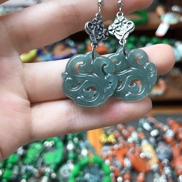 翡翠未镶嵌耳饰饰品