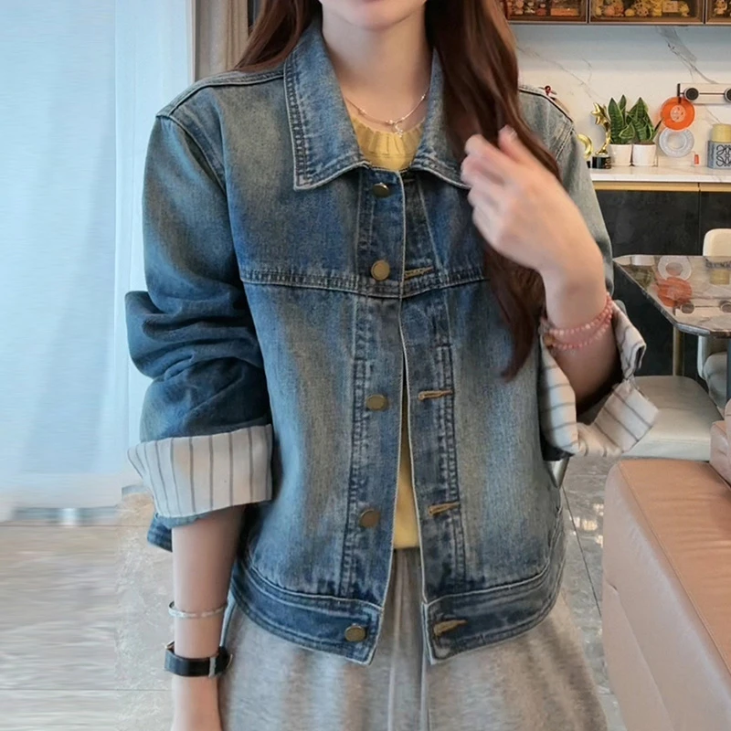 2025秋季新款气质韩版百搭牛仔外套女百搭显白通勤休闲日常上衣
