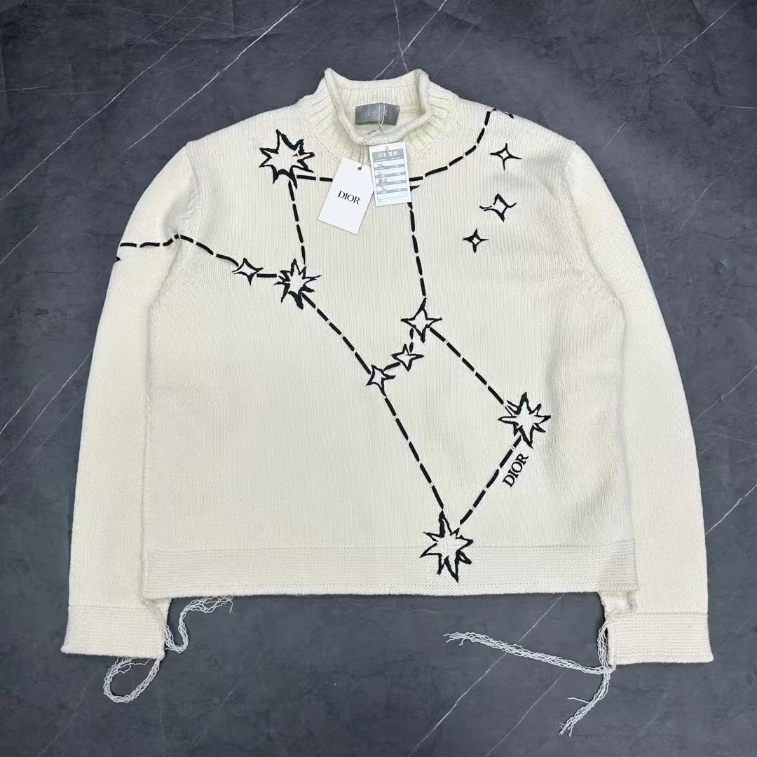 全新未使用 DIOR/迪奥 xxl码 新款刺绣星空连线针织毛衣