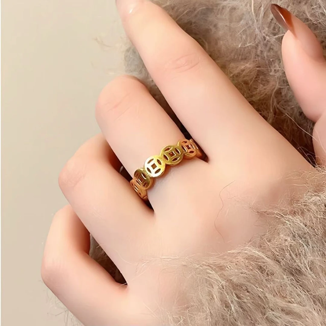 18K 金钱多多情侣高级感戒指c33