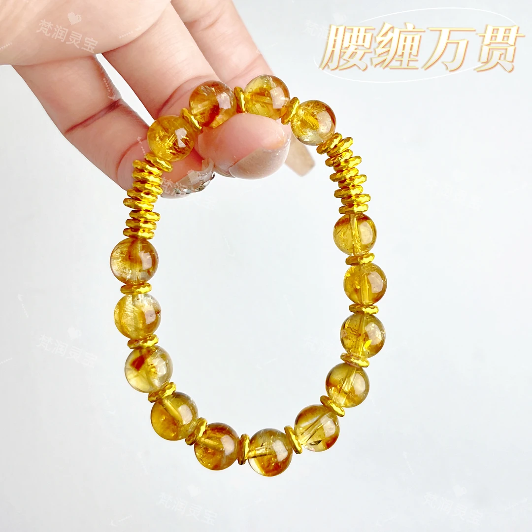 【腰缠万贯】天然黄塔晶金盘缠质感手链男女同款配证书礼盒装