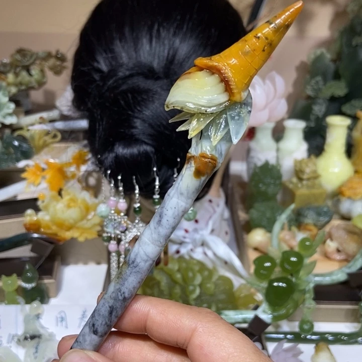 蛇纹石玉未镶嵌发饰