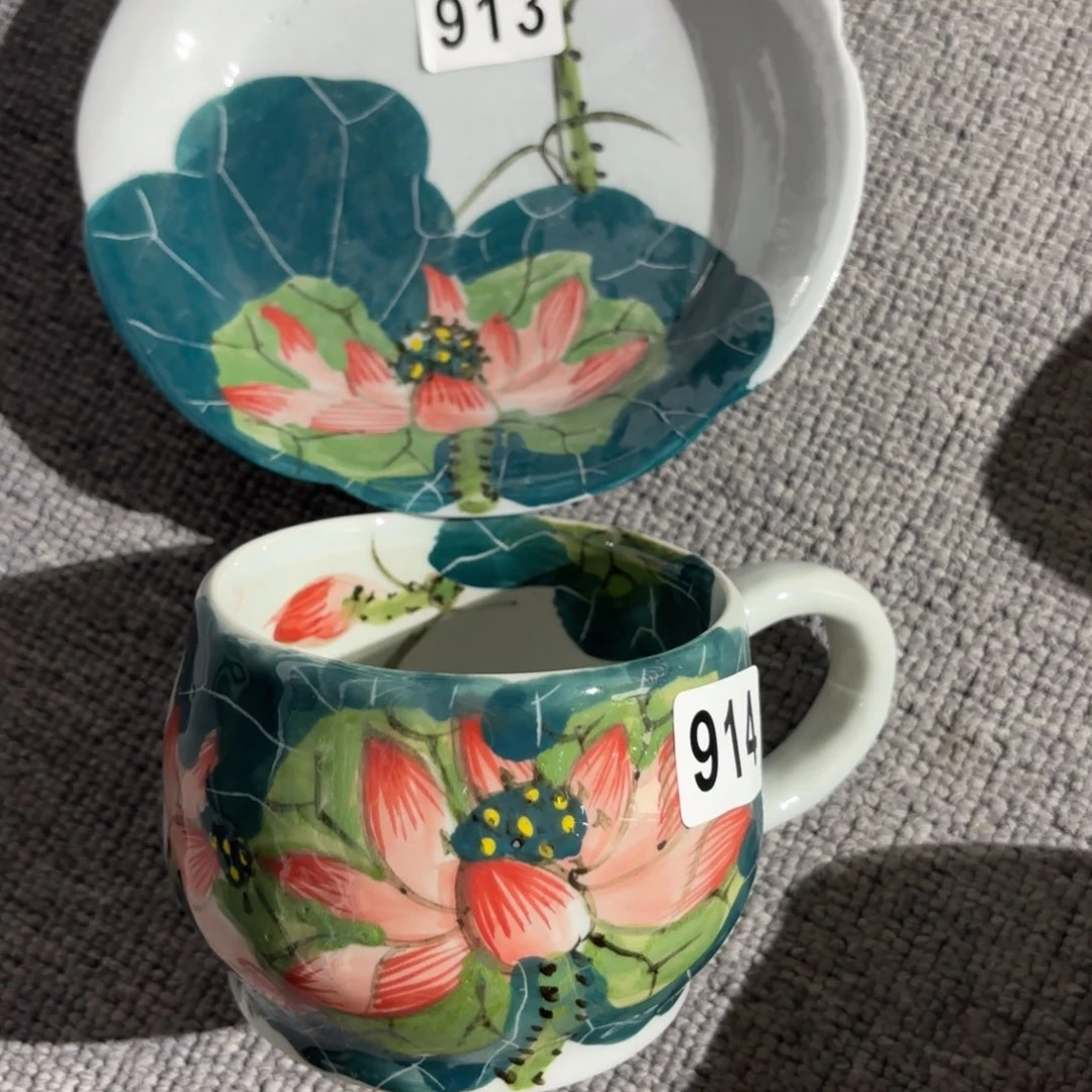 瓷片T****荼景德镇手绘高温釉下彩陶瓷茶具
