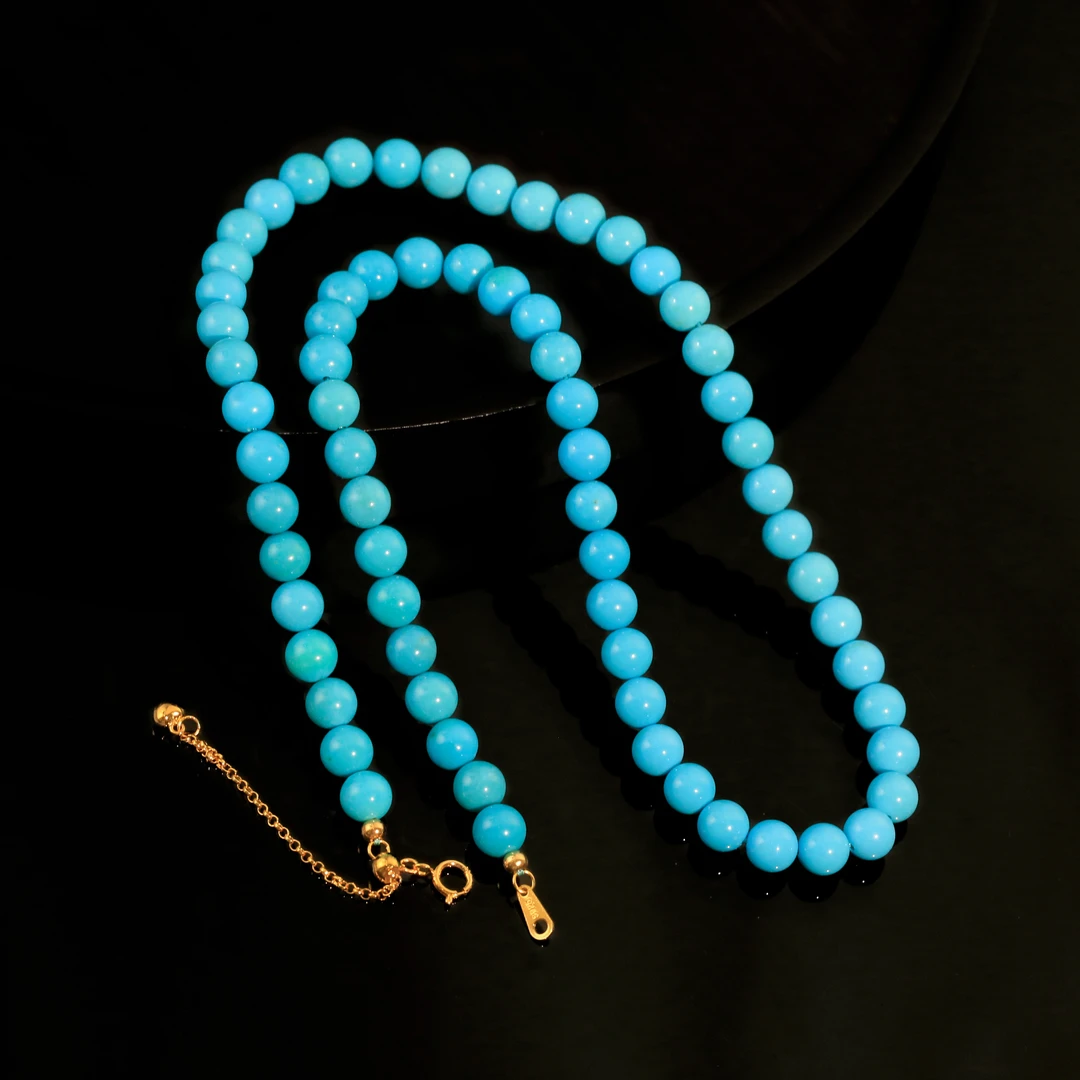 【破冰专属】S925银睡美人绿松石圆珠项链6mm XZ1246BZ