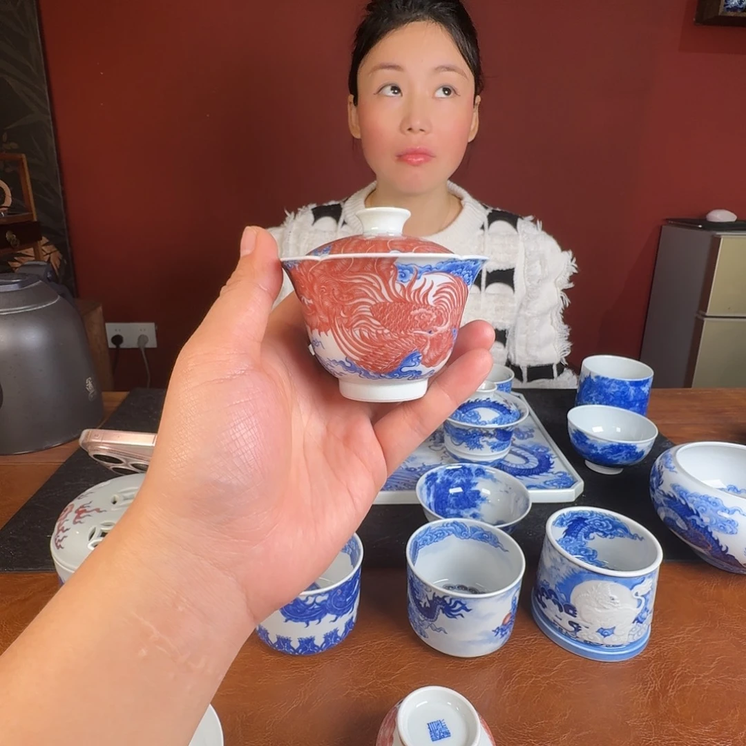 自成堂青龙火凤盖碗