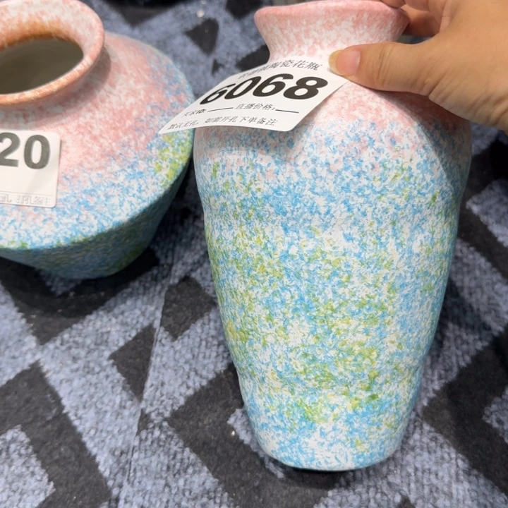 瓷片景德镇高温花器编码6068高23口5默认无孔