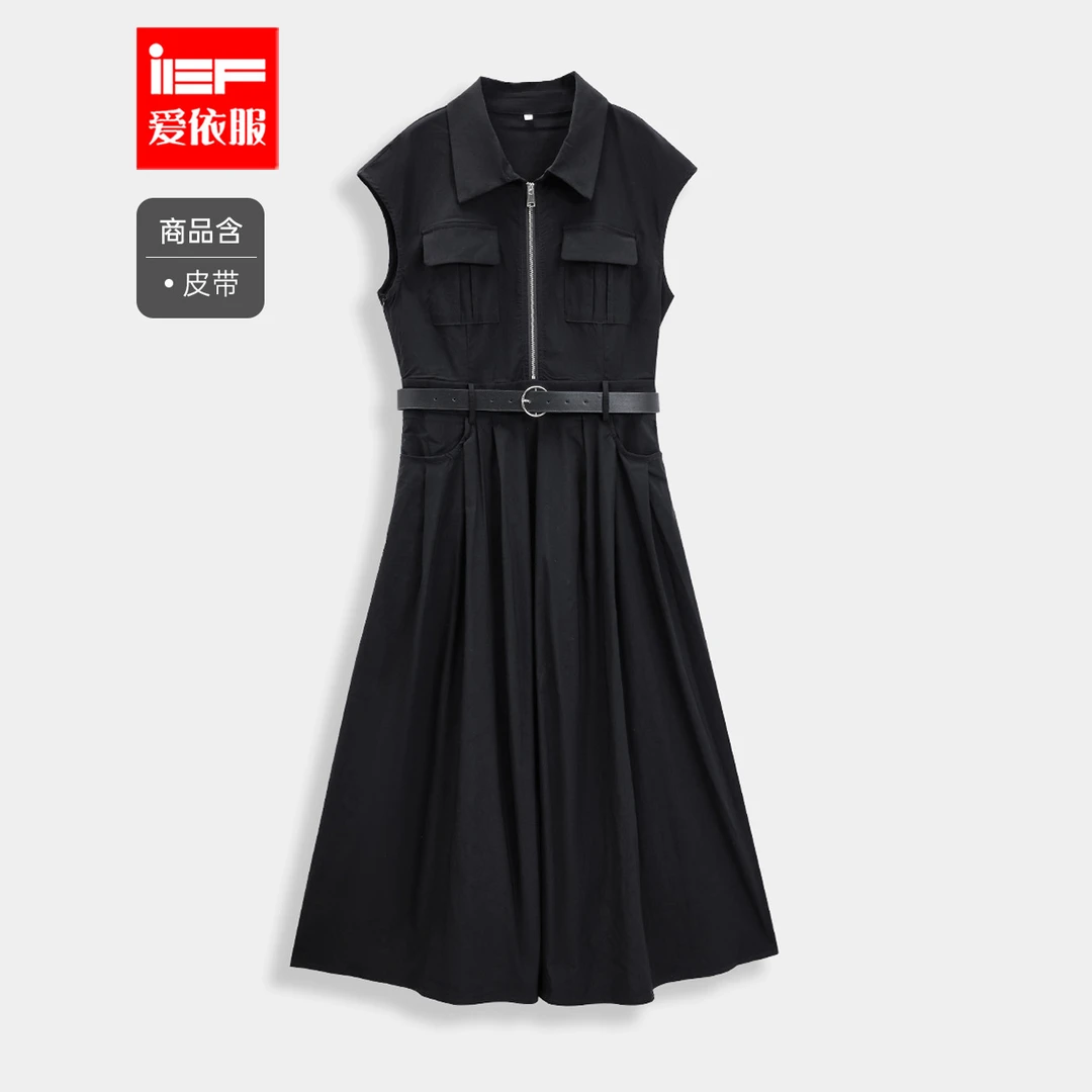 IEF/爱依服连衣裙2025夏秋新款韩版简约通勤气质收腰显瘦连衣长裙