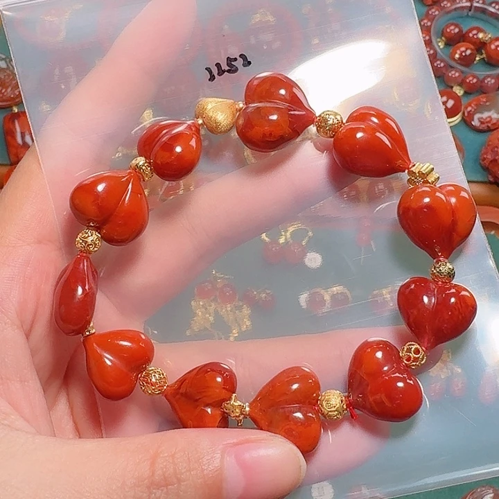 南红玛瑙银S925镶嵌手串