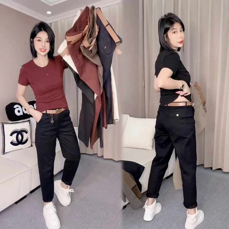 秋季新款女九分高腰小脚直筒裤弹力百搭洋气牛仔裤遮肉显瘦休闲裤