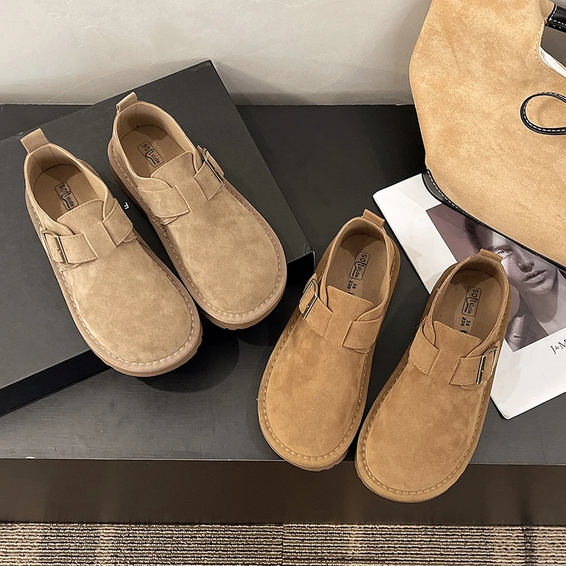 爆款勃肯鞋女配裙子2025春秋新款厚底单鞋一脚蹬休闲百搭豆豆鞋潮