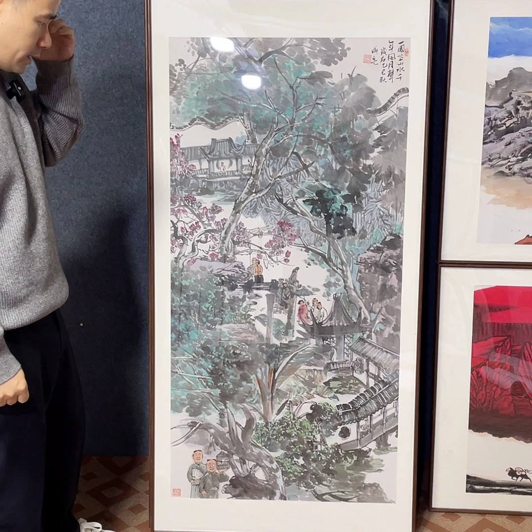 国画手绘画作品带框80/160