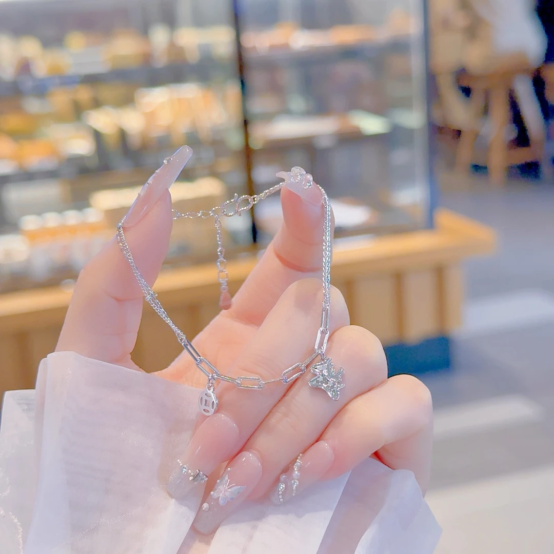 925银手链 雪银银匠/纯银马上有钱花手链小众轻奢