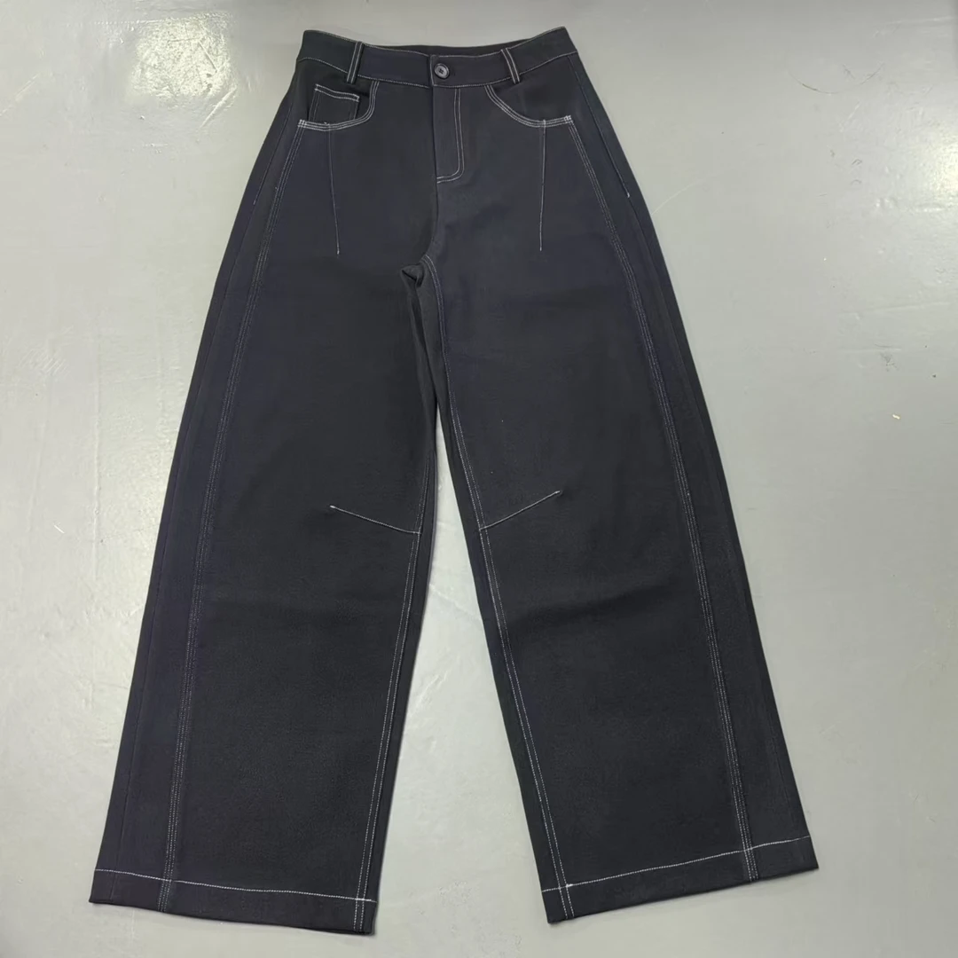 【南油玲姐】藏青色直筒休闲裤A26015