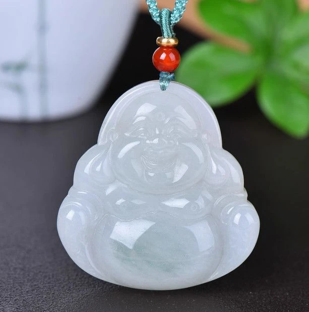 新疆天山翠天然玉石30mm大肚佛公弥勒佛气质吊坠复古项饰精美挂坠