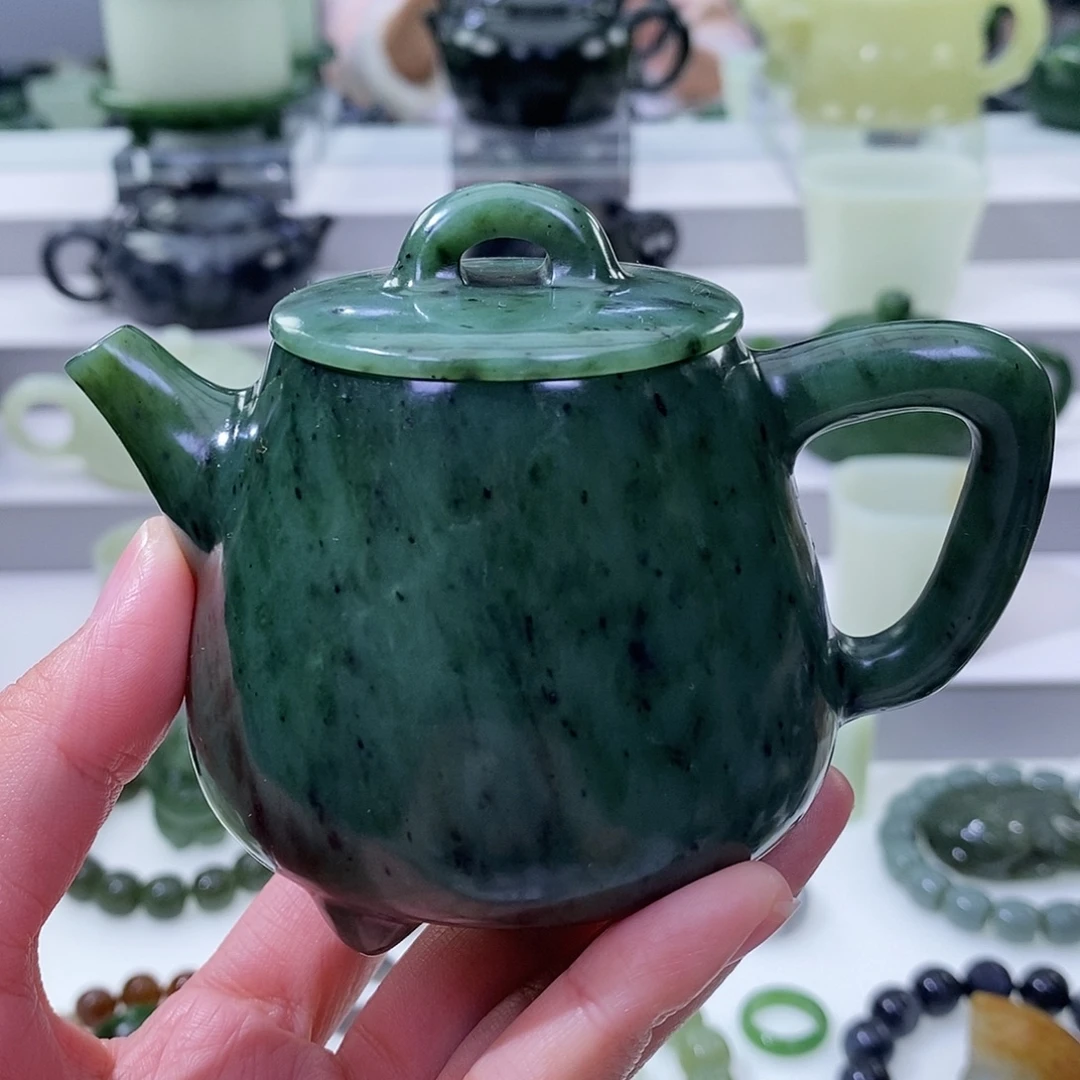 和田玉未镶嵌挂件茶壶