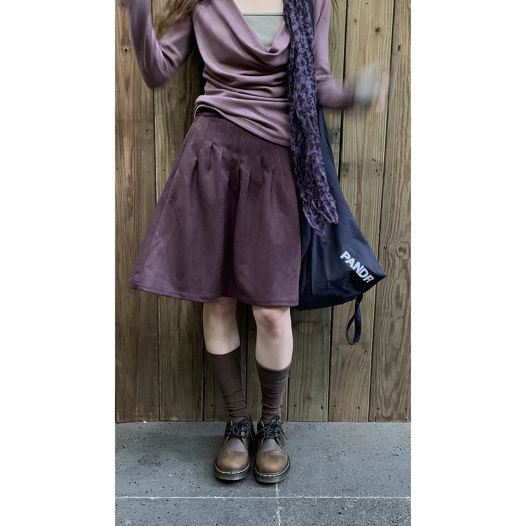 【茶话会半身裙】冬季日系复古轻亚风蓬蓬A字半身裙254F4345