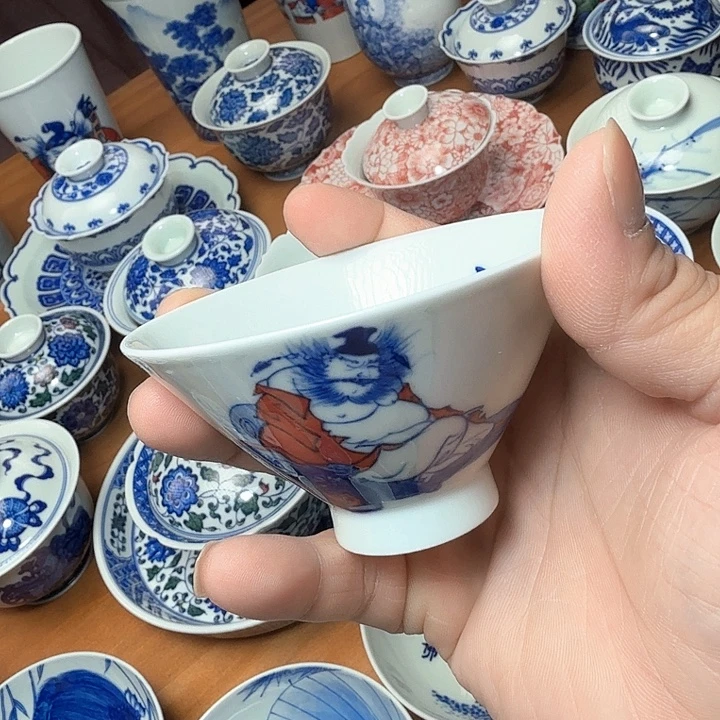 陶手绘斗笠杯钟馗福利款