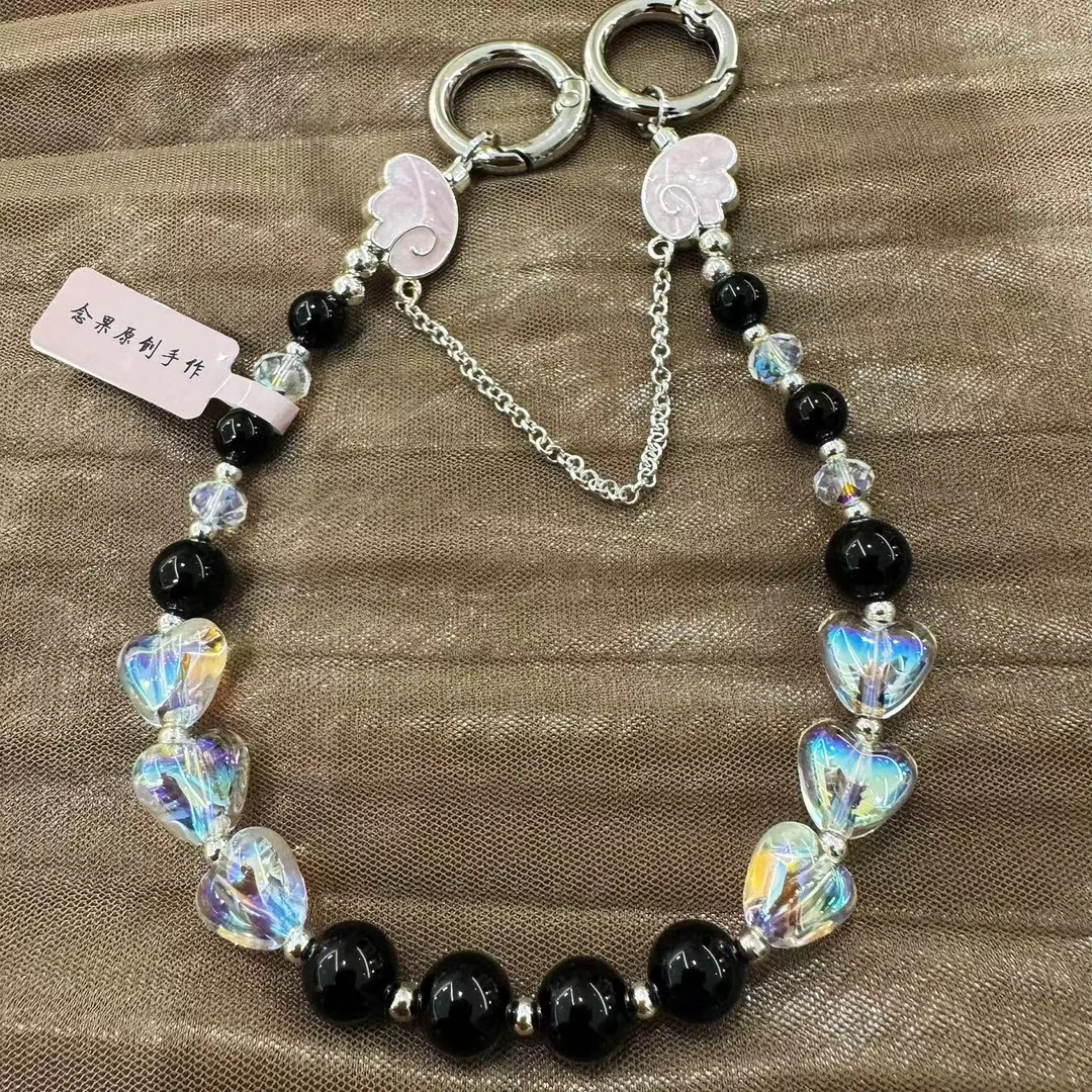 MissCandy手作原创设计手机链条小翅膀双耳链条短款个性