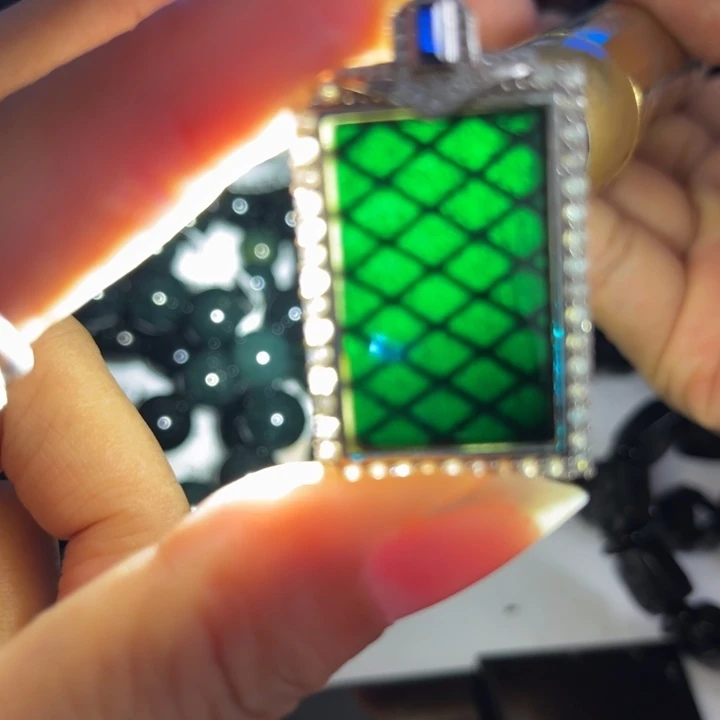 翡翠银S925镶嵌颈饰墨翠
