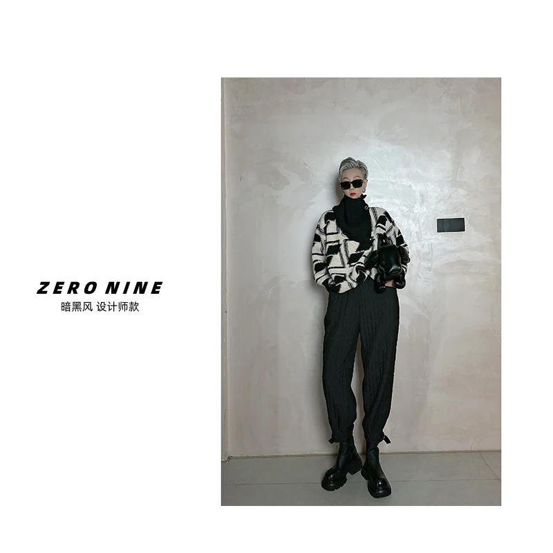 Dan Dan 秋冬加厚菱形格毛衣女