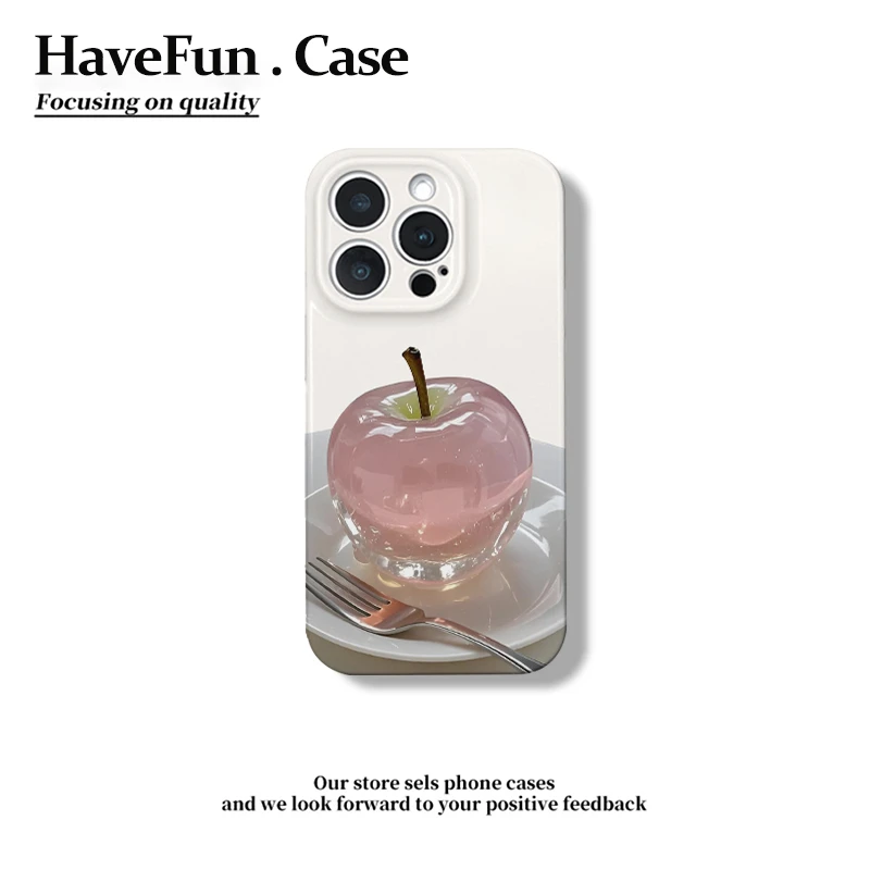 简约水晶苹果适用iPhone16菲林苹果13/15手机壳华为vivo小米oppo