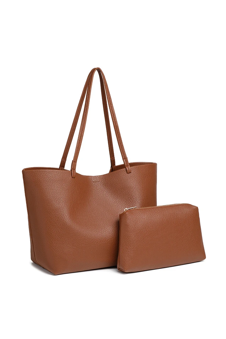 单肩包真皮大容量托特包女士水桶包通勤托特包小众子母包两件套