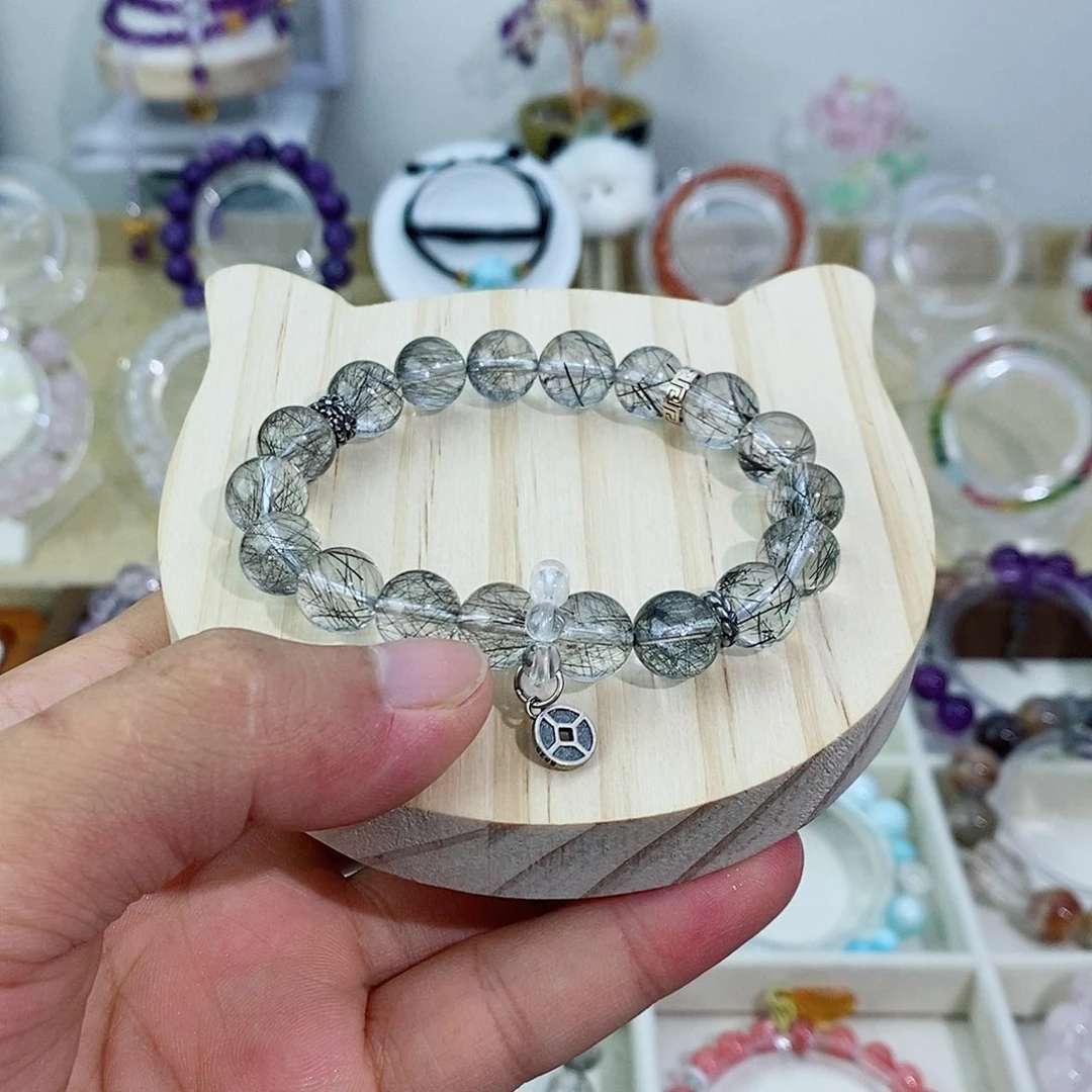 银S925镶嵌手链发晶黑发晶手串