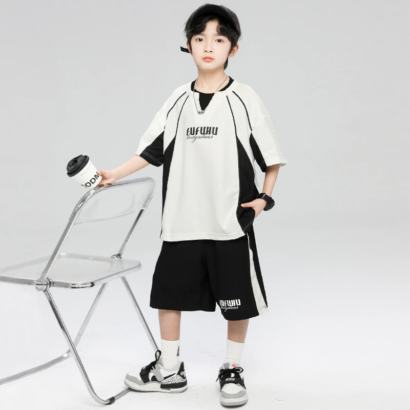 男童夏季套装2025新款短袖中大儿童薄款潮酷【百岁童】B5052