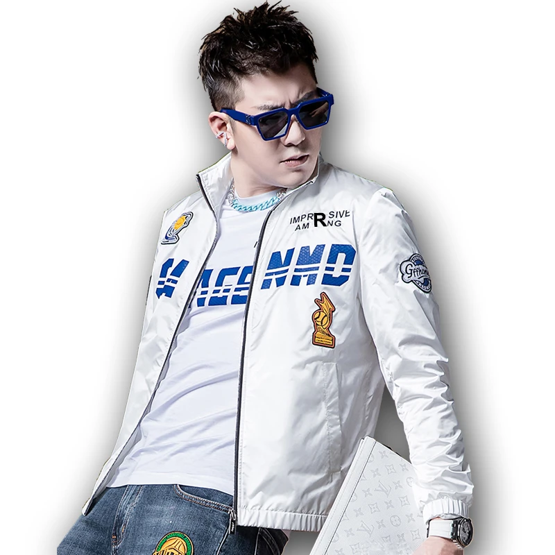 【轻奢潮牌】春秋季青年夹克外套高档刺绣立领百搭衣服帅气潮流外套