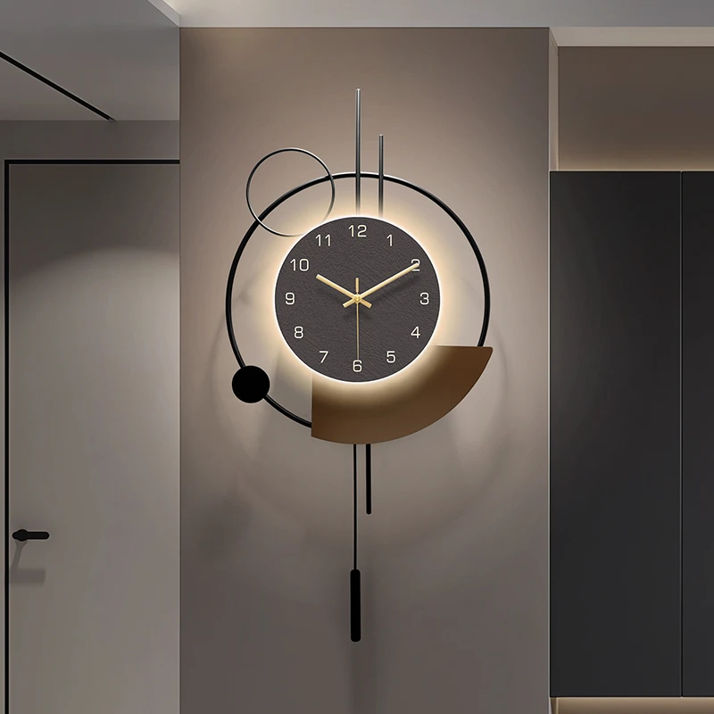 现代简约2025新款客厅钟表创意时钟挂墙背景墙格栅装饰挂钟