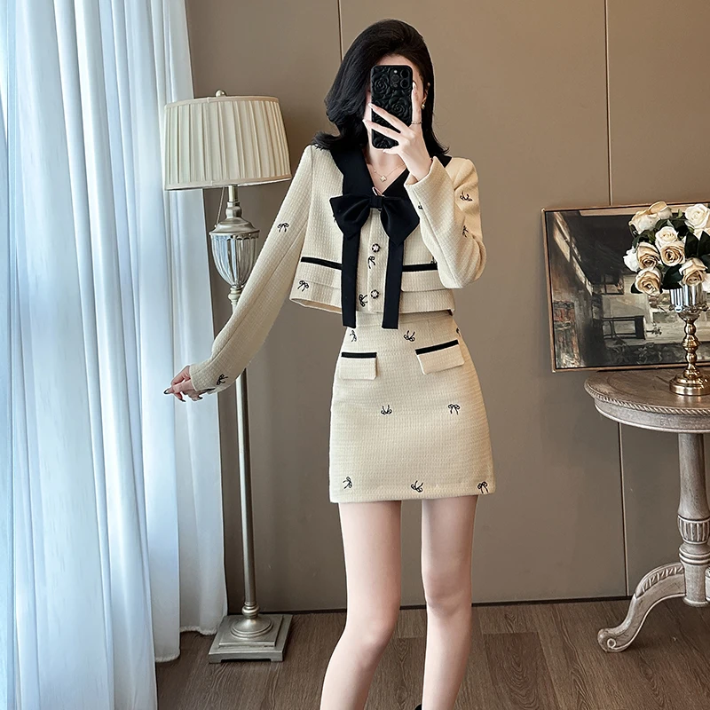 秋季法式减龄气质短裙两件套小个子名媛富家千金小香风套装高级感