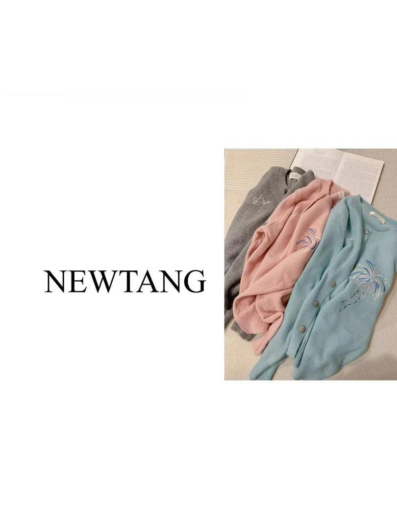 【烟花】精致烟花刺绣春季新款长袖针织衫