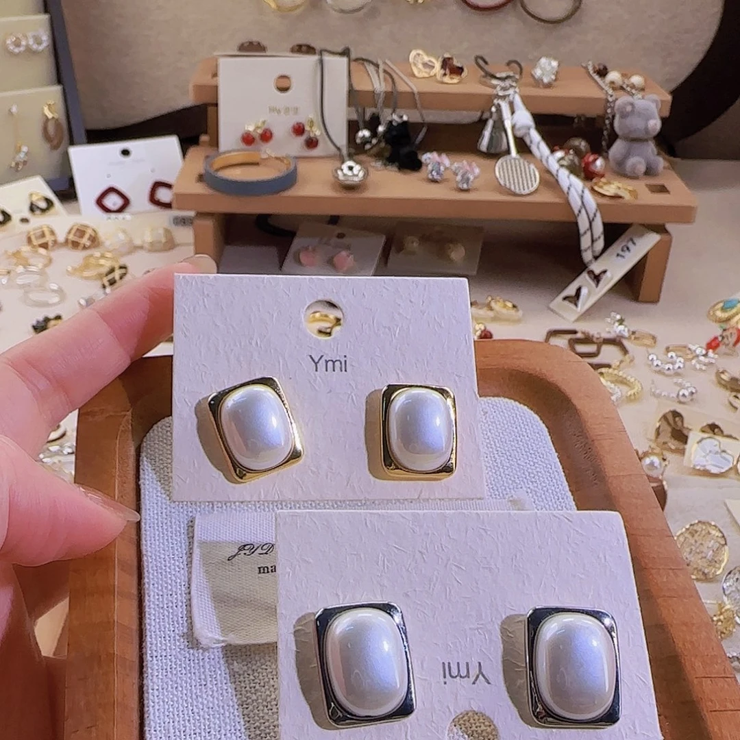 仿珍珠铜合金925银耳钉