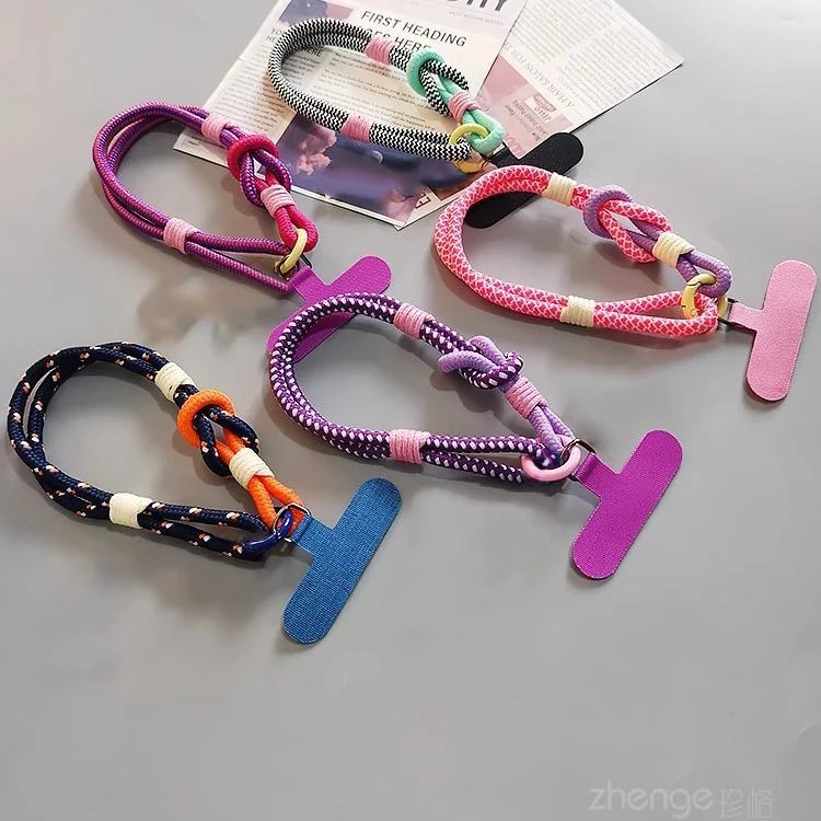 短款两股二用手机挂绳ins简约时尚手提手腕绳夹片手机壳通用吊绳