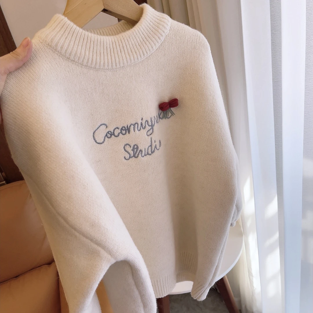 儿童毛衣女冬季加厚加绒打底毛衫厚款女孩一体绒洋气宝宝内搭2025