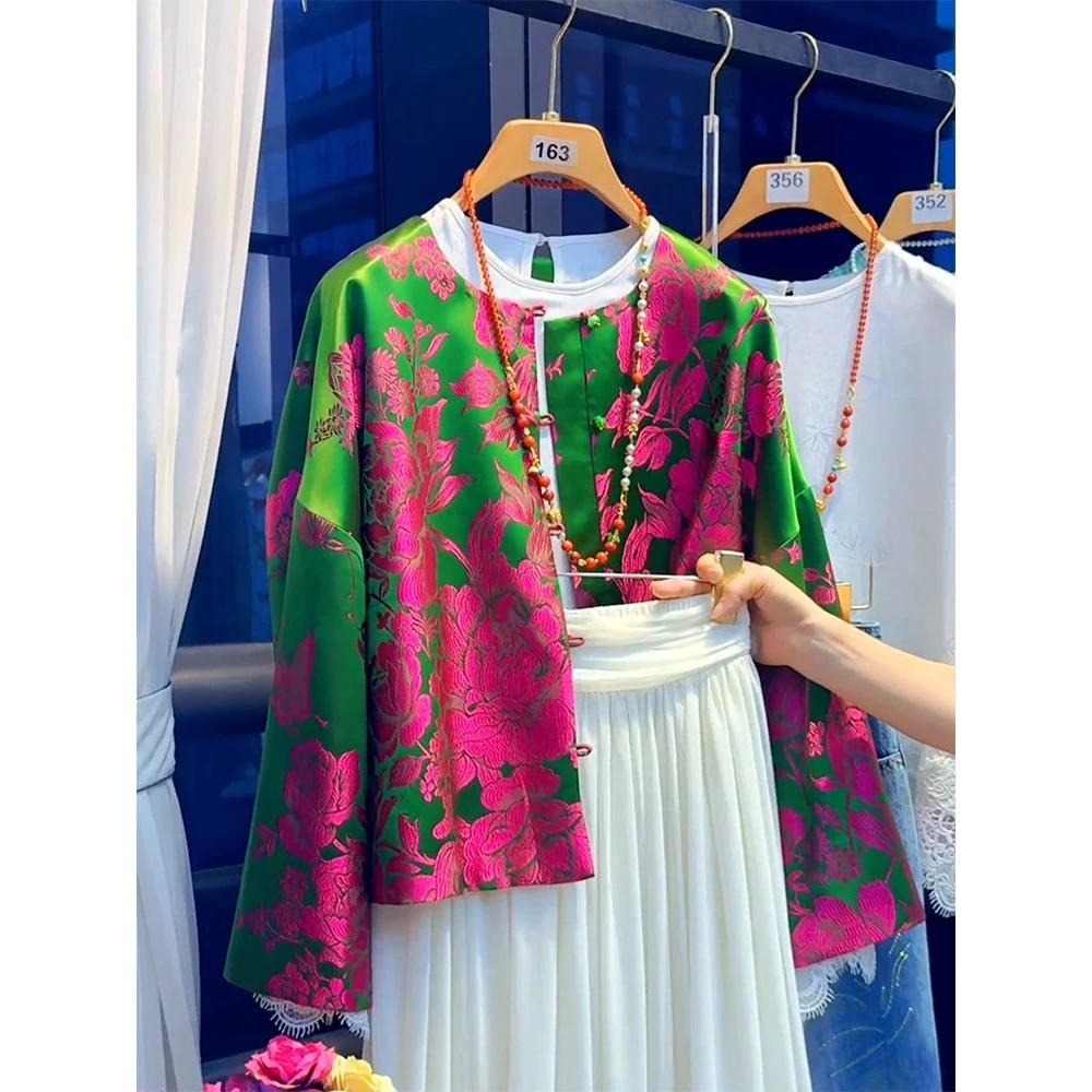 气质高端独特新中式女装国风宋锦外套女2025秋季新款唐装复古上衣