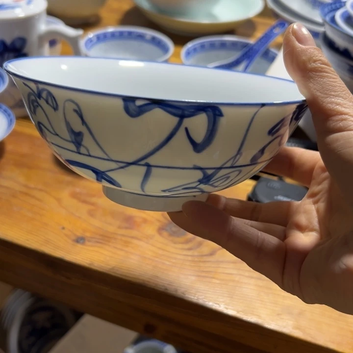 碗手绘刀子荷叶碗6个