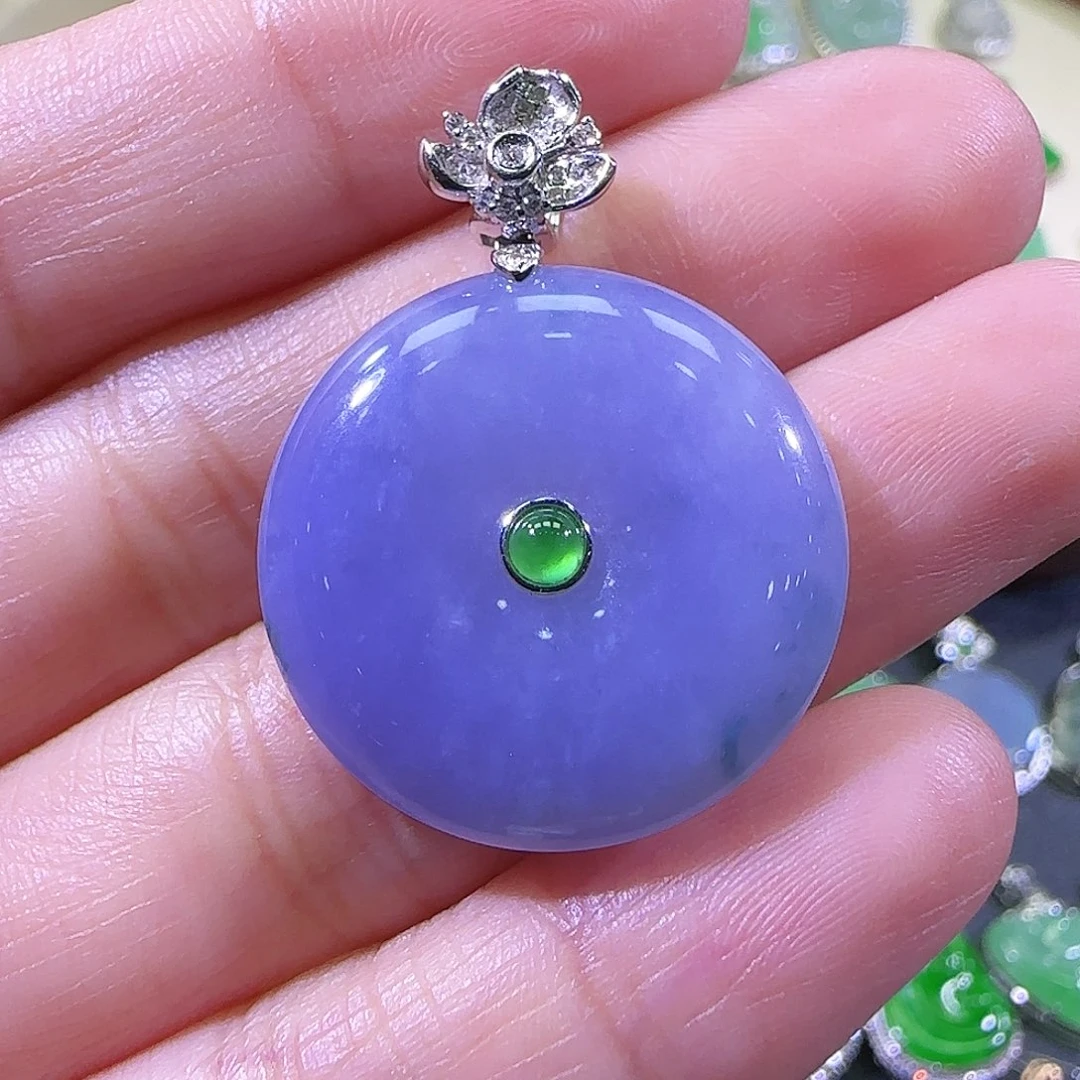 翡翠18K金镶嵌吊坠(不含链)