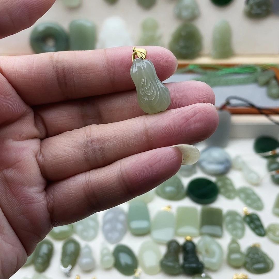 和田玉银S925镶嵌吊坠(不含链)