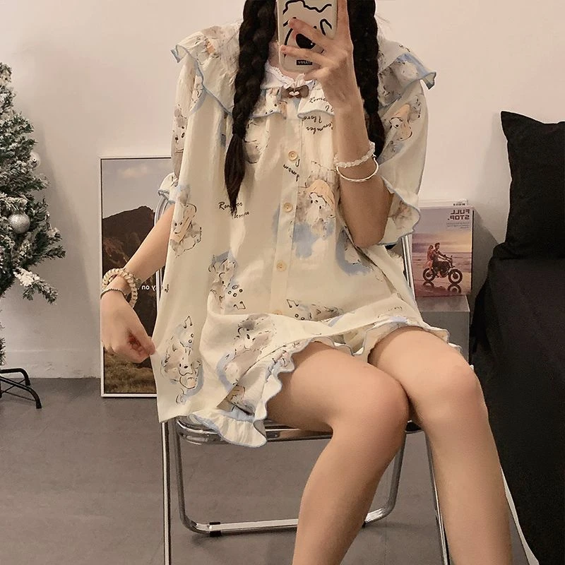 2025卡通280斤大码睡衣女夏季薄款短袖短裤新款公主风居家服爆款