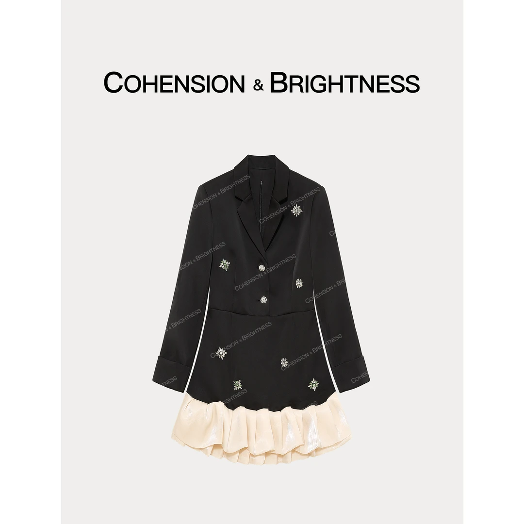 凝慧真的好【爱尔兰序曲】钉钻翻领优雅不规则荷叶边连衣裙LQ106