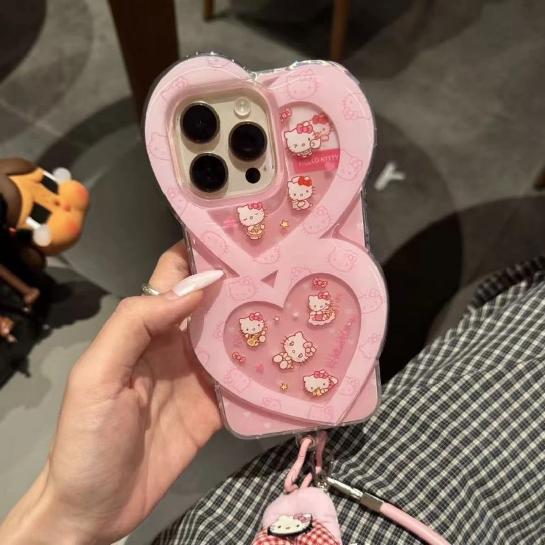 可爱立体爱心Kitty适用iPhone16promax手机壳苹果15pro少女14/13