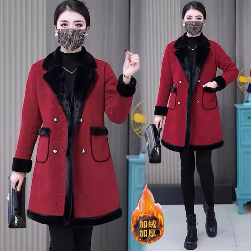毛呢外套冬装2025今年新款时尚洋气质中长款女装加绒加厚呢子大衣