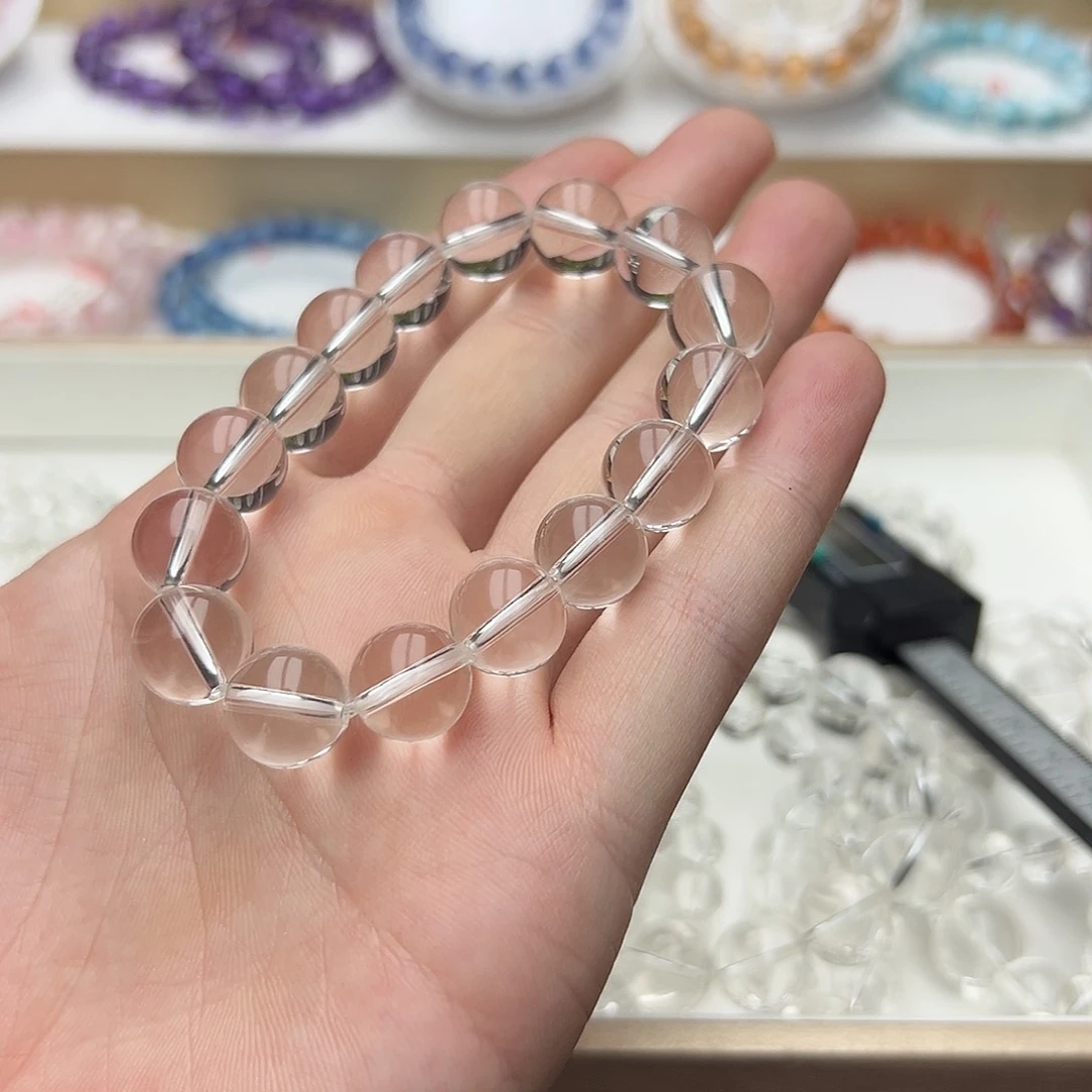 水晶手链未镶嵌莫*天然双a全净12.5白水