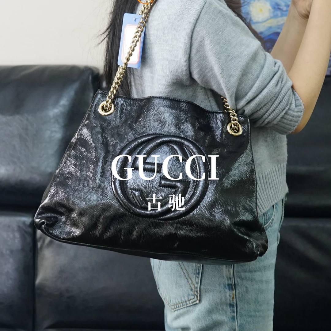 95新 GUCCI/古驰 黑色链条包/SC01817005/7005