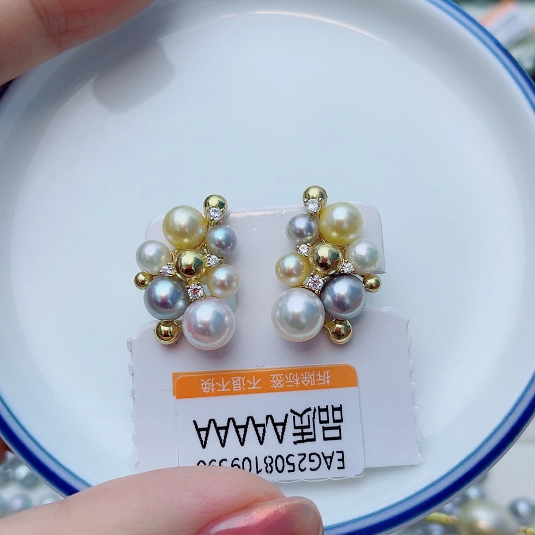 耳饰海水珍珠银S925镶嵌w50