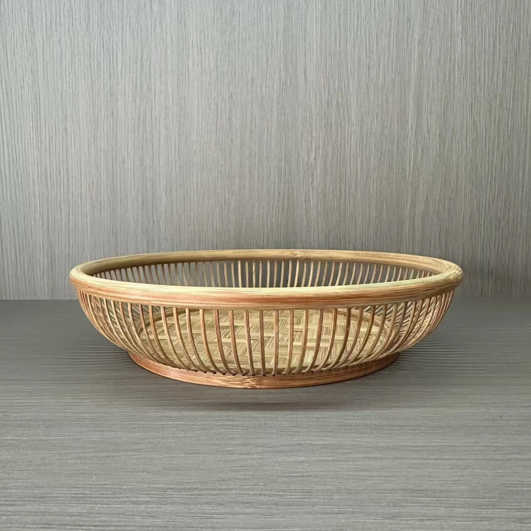 胡正仁竹丝水果盘干果茶具收纳盘手工家用简约