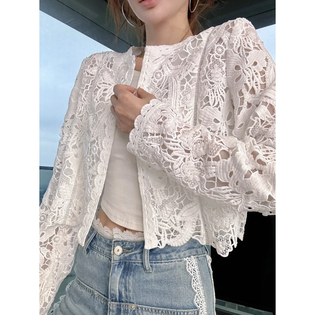 LI婉君 春款法式镂空蕾丝开衫百搭外套LWJ25A1C449