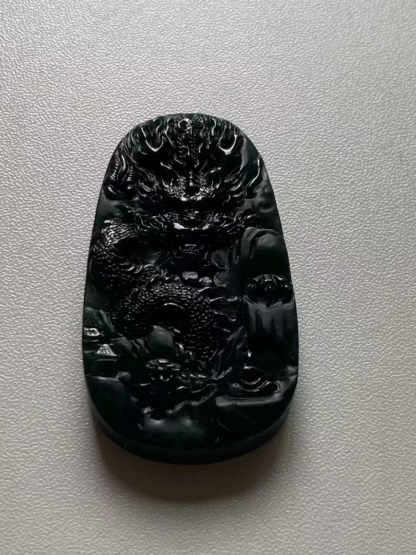 天然缅甸墨翠龙牌